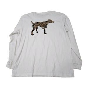 Southern Point Co Pocket T-Shirt Long Sleeve XXL 2XL White Camo Dog Print